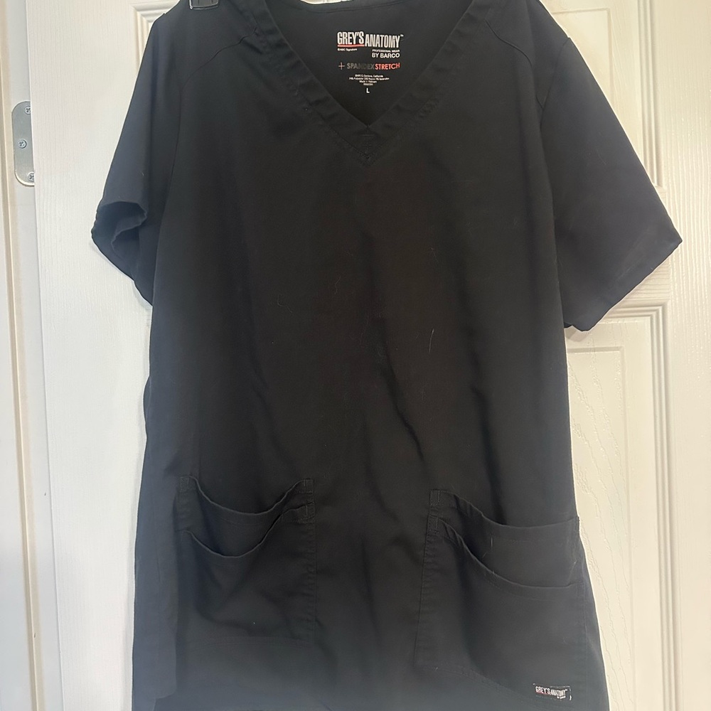 Grey's Anatomy Black V-Neck Scrub Top